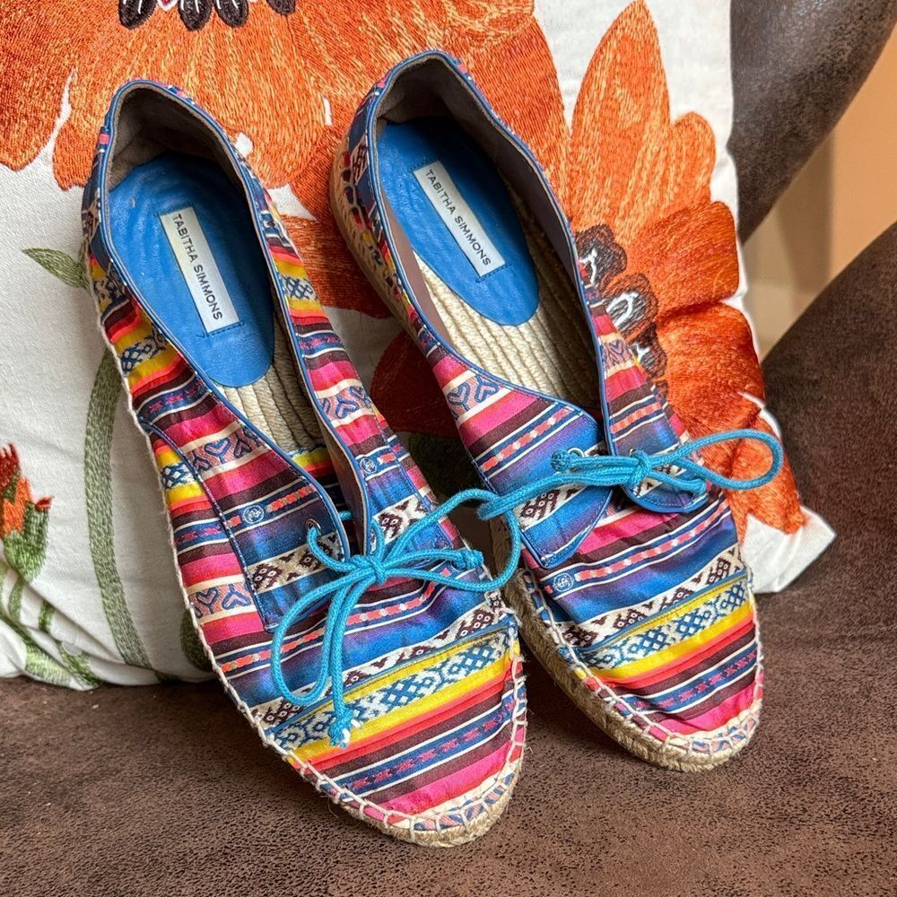 TABITHA SIMMONS ESPADRILLES BOHO BEACH SUMMER FESTIVAL FLATS SPAIM SPAIN VGC 39